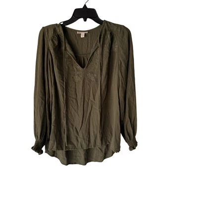 Blusa Knox Rose Mujer Mediana Verde Manga Larga Bordada Boho Campesina Top Foto 1 de 4