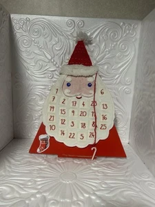 Count Down To Christmas Advent Wooden Calendar Santa Face Hang Or Table Top - Picture 1 of 6