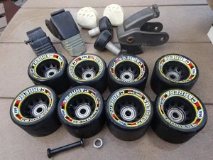 Set of 8 Carrera SureGrip Roller Skate Wheels 96a w assorted toe stops & Parts - Picture 1 of 6