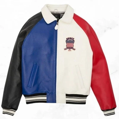 Mens Avirex Genuine Cowhide Leather Bomber Jacket American Flight Leather Jacket - Image 1 of 4