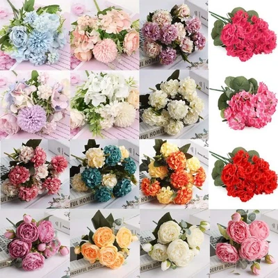 Ramo de flores artificiales colorido ramo de plantas falsas fiesta hogar jardín decoración nuevo Foto 1 de 4