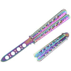 Cuchillo de práctica plegable entrenador de mariposas de acero inoxidable de 8,5" herramienta - Rainbow Co - Imagen 1 de 1