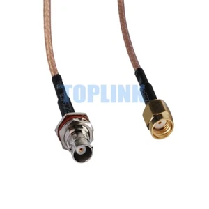 RP-SMA Male (Female Pin) to BNC Female Jack Bulkhead Jumper Cable RG316 15cm/6" - Foto 1 di 3