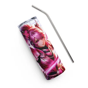Kawaii Anime PINK Stainless Steel Tumbler 20 OZ. With Reuseable metal Straw - Picture 1 of 4
