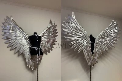 Alas de ángel extra grandes para cosplay disfraz realista demonio negro adulto móvil Foto 1 de 2
