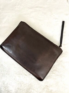 Vintage Coach NYC Mocha Large Slim Clutch Portfolio Leather Brass Talon Zip - Picture 1 of 13
