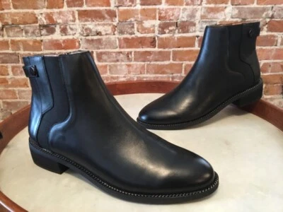 Franco Sarto Black Leather Chain Detail Brandi Ankle Boot 9.5W New - Image 1 of 4