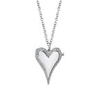 Diamond Heart Locket Necklace 14k White Gold Natural Round Cut Pendant 0.13ct