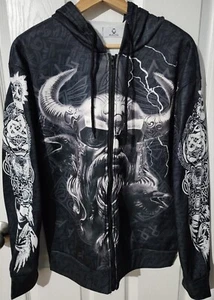 Maroths Unique Vikings God Hoodie LARGE. Victory Or Valhalla - Picture 1 of 6
