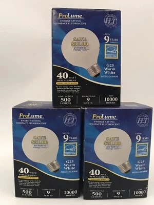 3- Halco ProLume CFL9/27/G25 Compact Fluorescent Lamp Light Bulb #45701 - Image 1 of 4