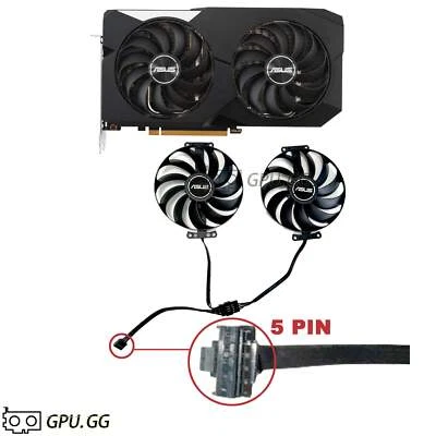 Asus RX 6600 6600XT 6700 6700XT DUAL Fans Replacement Fans 5 Pin connector 95mm - Image 1 of 4