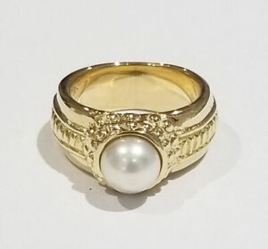 Authentic Celebrity Designer LOREE RODKIN 18K Yellow Gold Pearl Ring New Cond.