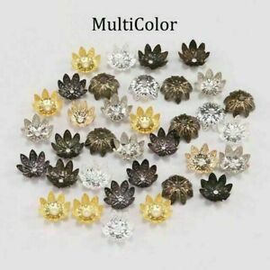 100pcs 8/10 mm Metal Lotus Flower Loose Spacer Beads Cap For DIY Jewelry Making
