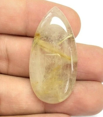 53.75 Cts Natural Golden Rutile Quartz Cabochon 41x20 MM Gemstone - Image 1 of 3