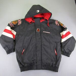 Vintage Chicago Blackhawks Jacket Mens Large Starter Center Ice Quilted Coat