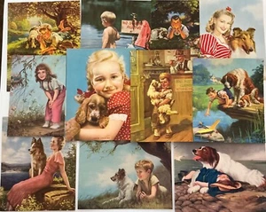 Elf junge Jungen - Mädchen - Haustiere bunte Kunstdrucke - Bild 1 von 1