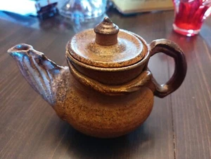 Wood Fired Stoneware brown ceramic Signed Teapot - Picture 1 of 8