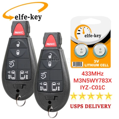 2 Llavero remoto de repuesto para Dodge Grand Caravan/Chrysler Town & Country 6B Foto 1 de 4