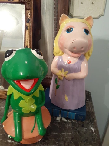 Vintage Ceramic Kermit The Frog And Miss Piggie Ceramic Statues Cover