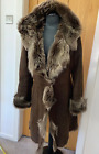 Toast real sheepskin shearling fur coat hood Toscana raw edge jacket M UK12 US8