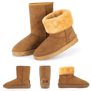Snow Boots Women's Faux Fur Suede Mid-Calf Boot Winter Warm Fashion 5-10 US Size - Picture 1 of 16
