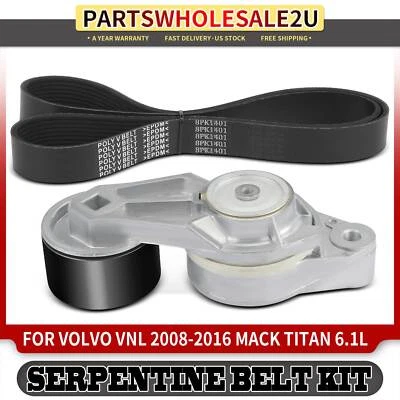 2x Kit de componentes de transmisión por correa serpentina para Mack TD700 Titan 2010-2016 Volvo VNL Foto 1 de 4