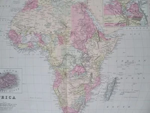 Afrika Kontinent einzigartige Grenzen 1887 große seltene Bradley-Mitchell HC Karte - Bild 1 von 4