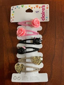 New 6 Flower Cat Heart Clips from Claire's Club - Picture 1 of 2