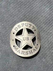 Deputy US Marshal Peacemaker curved brass gun grip butt tag badge - Picture 1 of 3