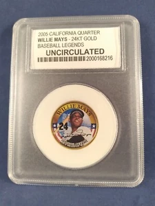 Willie Mays 24k gold 2005 California State quarter 1979 HOF uncirculated - Picture 1 of 2