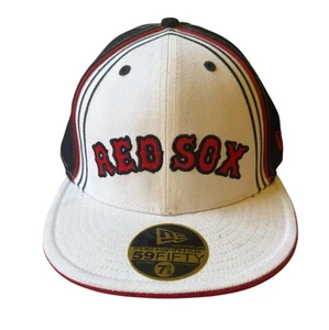 Sombrero ajustado Boston Red Sox New Era 5950: 7 y 3/8 blanco/azul marino/rojo 100 por ciento lana - Imagen 1 de 7