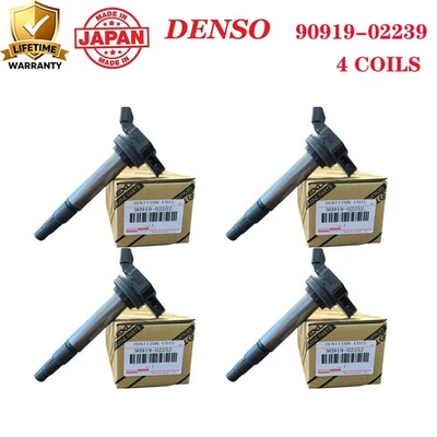 x4 OEM DENSO Ignition Coils For 2008-2015 Toyota & Lexus 1.8L 2.4L, 90919-02252 - Image 1 of 4
