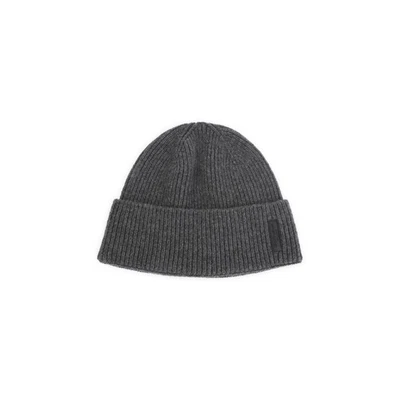 Giorgio Armani Ribbed Cashmere Beanie With Folded Cuff in Grey - Image 1 of 3