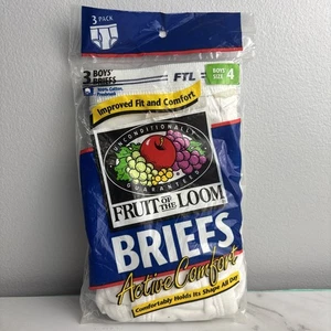 Vintage 1996 neu aus altem Lagerbestand Jungen Fruit of the Loom doppelt blau gestreifte Slips 3 Paar Größe 4 - Bild 1 von 6