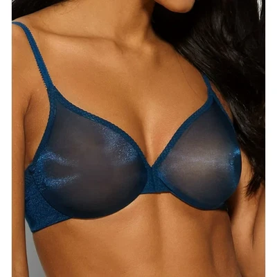 NWOT Sexy Gossard Glossies Sheer Mesh Molded Cup Bra Petrol Teal 36C Lingerie - Image 1 of 4