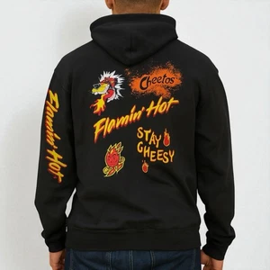Cheetos Flamin Hot Hoodie Uomo M Nero Grafica Streetwear Pullover Felpa - Foto 1 di 10