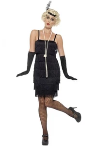 Próximo Vestido de Cóctel Great Gatsby Negro Aleta Años 20 Talla 12 Pecho 32" - Imagen 1 de 9
