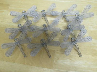 9 Replacement Dragonflies for String Lights Silver Metal Spring Body - Image 1 of 4