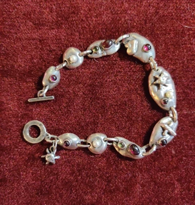 手工现代主义纯银宝石链手链珍珠橄榄石紫水晶 — 第 1/4 张图片