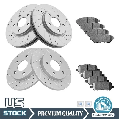 Rotores delanteros traseros perforados pastillas de freno de cerámica para Buick Allure Lacrosse 2005-2009 Foto 1 de 4