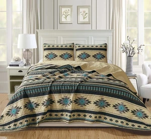 Chezmoi Collection 3-Piece Southwestern Geometric Tribal Quilt Set - Multicol... - Picture 1 of 5