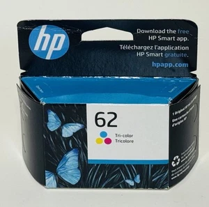 Genuine HP 62 Tri-Color Ink Cartridge - New Sealed - Picture 1 of 6