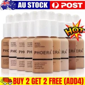 PHOERA Foundation Makeup Full Coverage Fast Base Brighten Long Lasting Shade~ - Picture 1 of 33
