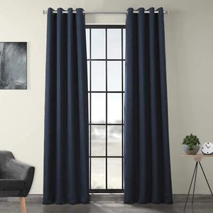 Drapes Grommet Linen Curtains 96 Inches Long Room Darkening Curtains For Bedroom - Picture 1 of 8