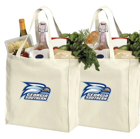 Georgia Southern University Shopping Bags Grocery Bag 2 PC SET - NATURAL COTTON! Cover