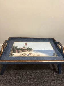Bamboo Wooden Bed Tray With Folding Leg Serving Breakfast Lap Tray Table Mate UK - Picture 1 of 6