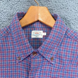 Chemise homme Faherty L bleu rouge à carreaux boutonnée manches longues poche décontractée - Photo 1/16