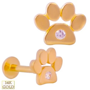 14k White Gold Plain Hexagon Spike Labret - Picture 1 of 1