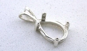 12x8 12mm x 8mm Pear Prenotched Cabochon Cab Sterling Silver Pendant Mounting - Picture 1 of 2
