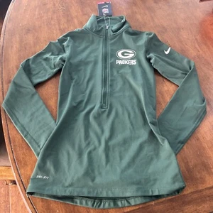 Nike Wmns Green Bay Packers Champ Pro Hyperwarm Half-Zip Jacket 803748-323 Sz XS - Picture 1 of 8